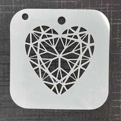 Geometric Heart 2056 Mylar Re-Usable Stencil - 80mm x 80mm