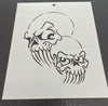 Twin Skulls Medium 0983 Mylar Re-Usable Stencil - 150mm x 115mm