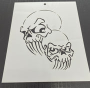 Twin Skulls Medium 0983 Mylar Re-Usable Stencil - 150mm x 115mm