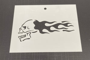 Skull Flames 0613 Mylar Re-Usable Stencil - 100mm x 80mm