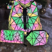 Large Reflective backpack, zip purse & cosmetic make up bag set